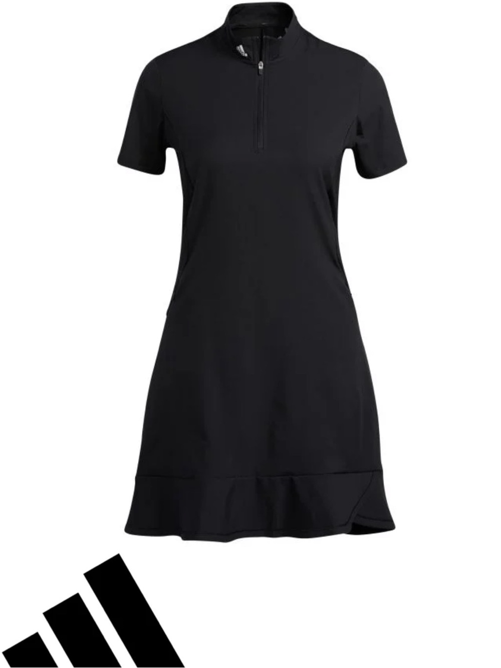 NWT adidas Women’s Black Short-Sleeve Frill Hem Golf Dress Sz M